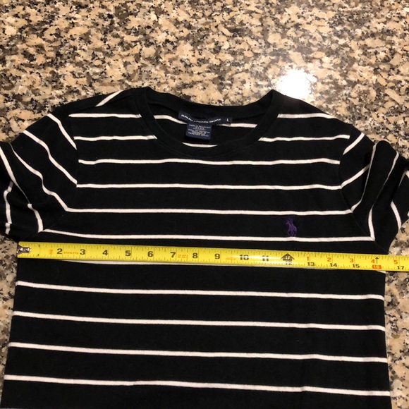 RALPH LAUREN POLO Black White Striped Long Sleeve L - Picture 7 of 8